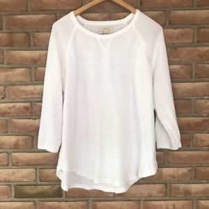 NWOT xl white 3/4 length sleeve Bass sweater